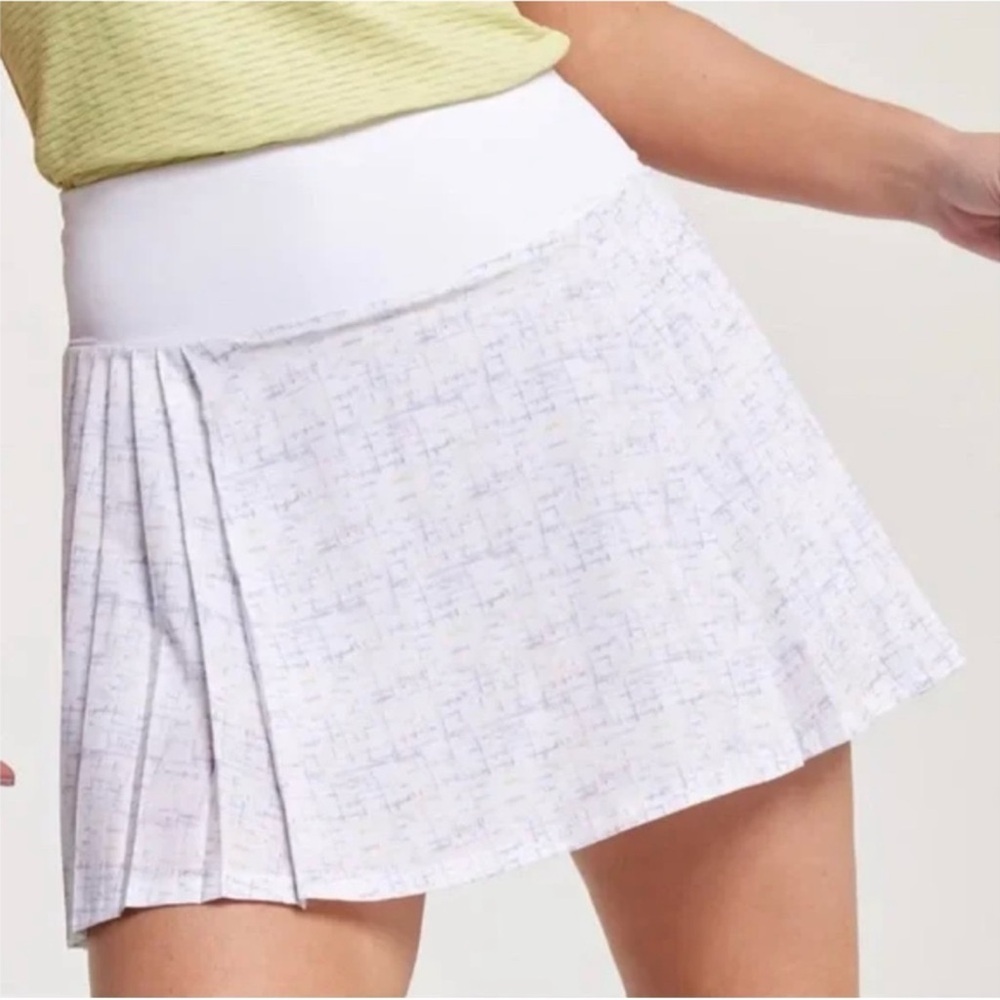 NWT CALIA Women's 14" Side Pleat Golf Skort in Cross Thatch Cool Medium